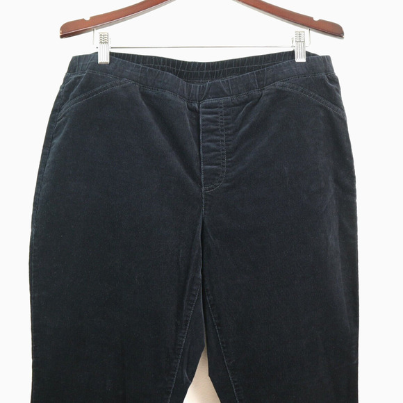 J Jill Size L Corduroy Pull On Pants Skinny Leg Elastic Waist Black - Picture 2 of 9